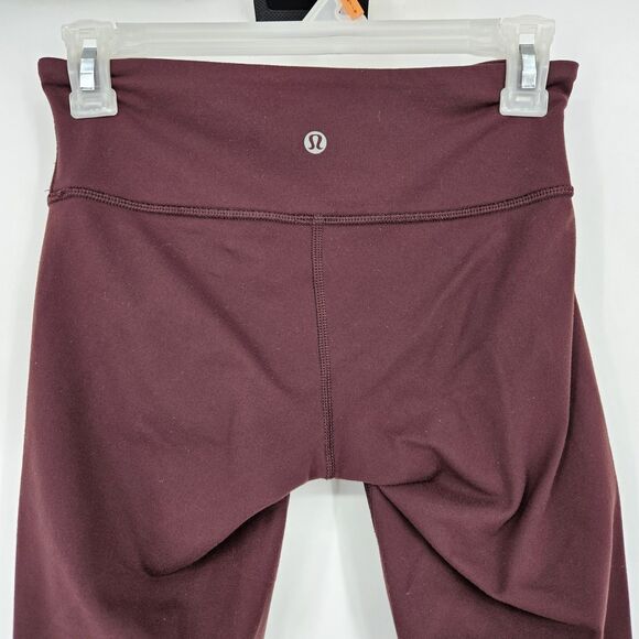 Lululemon Pants Womens 4 Wunder Under Crop Maroon Athletic Gym Leisure Yoga - Picture 7 of 9